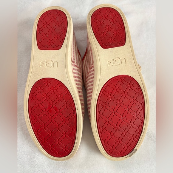 UGG Australia Eyan II Red & White Striped Canvas Sneakers Rope Lace Size 9,5 - Picture 5 of 8